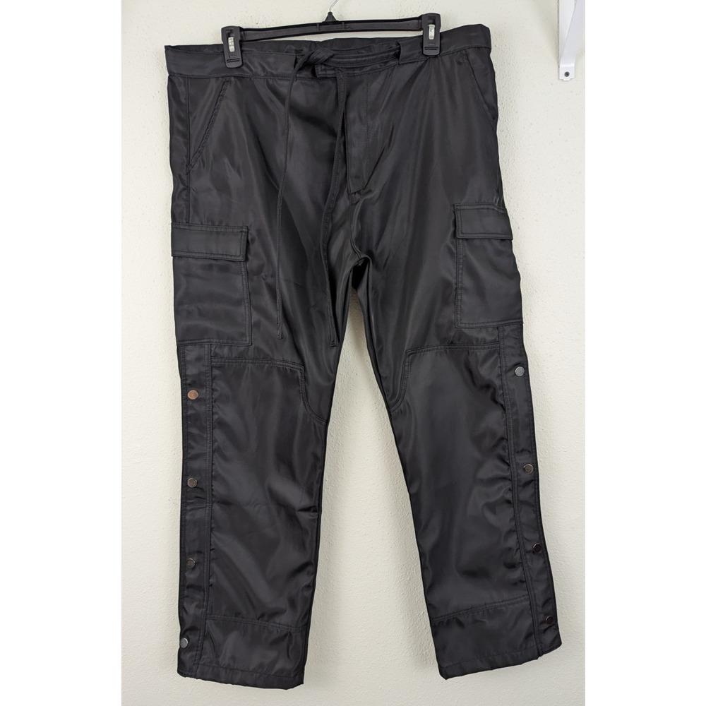 MNMI sz 40 Cargo Pants nylon legs zip & snap drawstring waist streetwear 2532